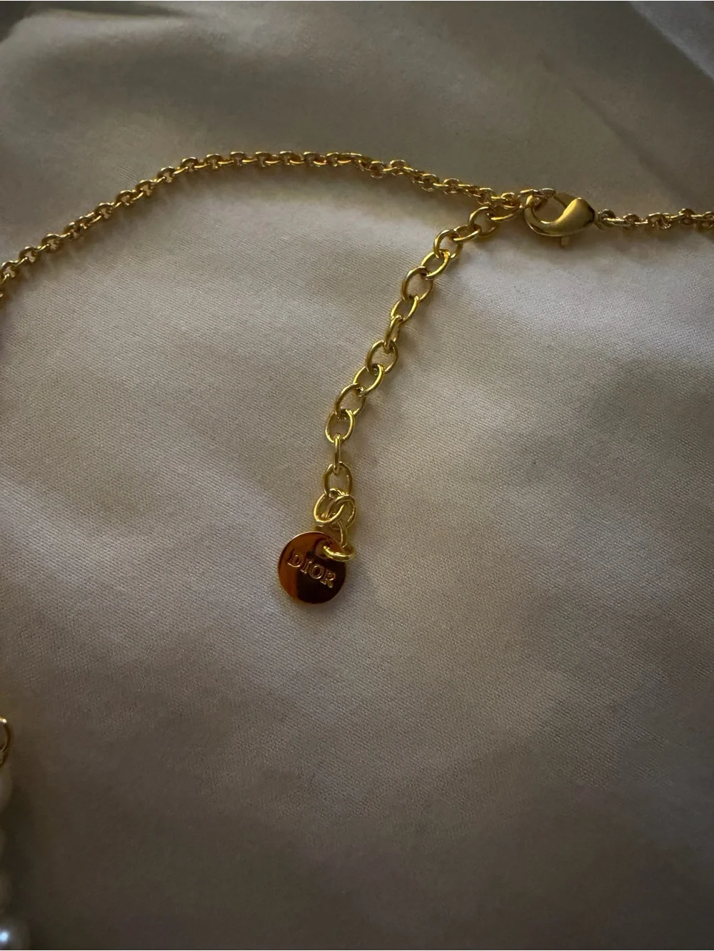 Dior Pearl Necklace with Gold Star and Chain